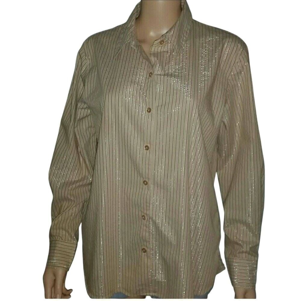 Khaki pinstripe shirt with silver in pinst…